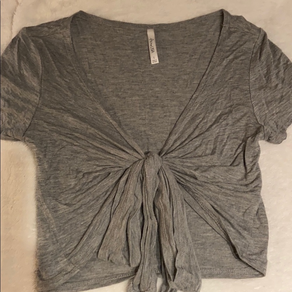 Gray tied crop top